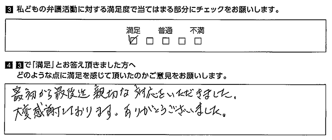 最初から最後まで、親切な対応をいただきました