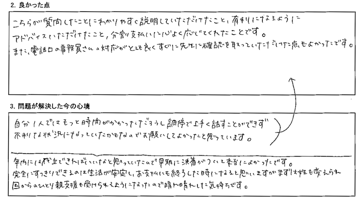 こちらが質問したことにわかりやすく説明していただけた